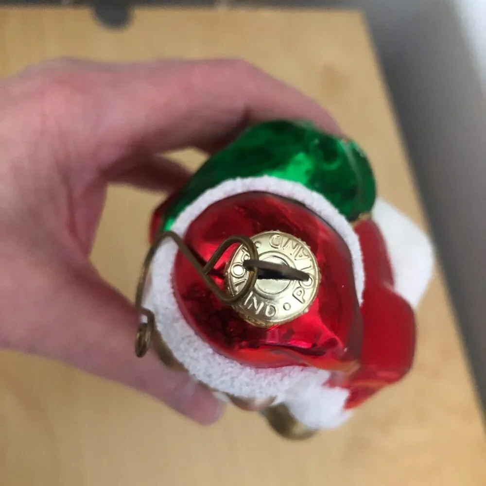 Vintage Blown Glass Ornament Santa Stuck in the Chimney Made in Poland 6